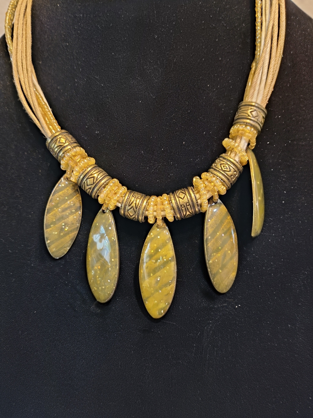 Handcrafted Yellow Marquise Pendant Necklace